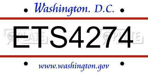 ETS4274 District Of Columbia License Plate