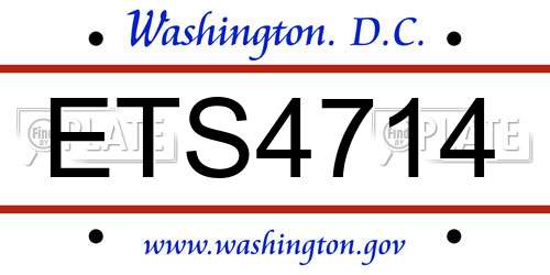ETS4714 District Of Columbia License Plate