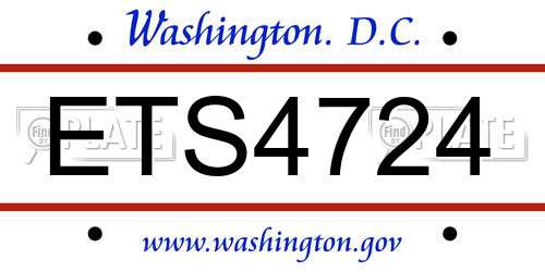 ETS4724 District Of Columbia License Plate