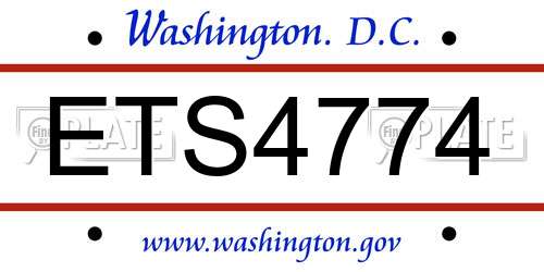 ETS4774 District Of Columbia License Plate