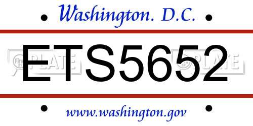 ETS5652 District Of Columbia License Plate