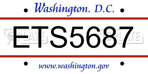 ETS5687 District Of Columbia License Plate