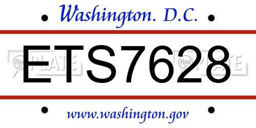 ETS7628 District Of Columbia License Plate