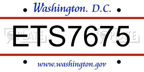 ETS7675 District Of Columbia License Plate