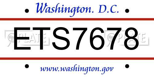 ETS7678 District Of Columbia License Plate