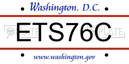 ETS76C District Of Columbia License Plate