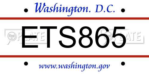 ETS865 District Of Columbia License Plate