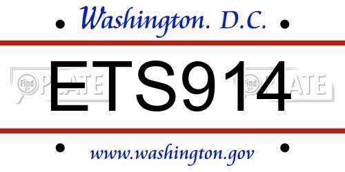 ETS914 District Of Columbia License Plate