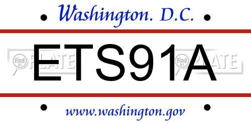 ETS91A District Of Columbia License Plate
