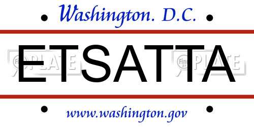 ETSATTA District Of Columbia License Plate