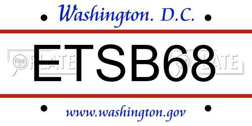 ETSB68 District Of Columbia License Plate