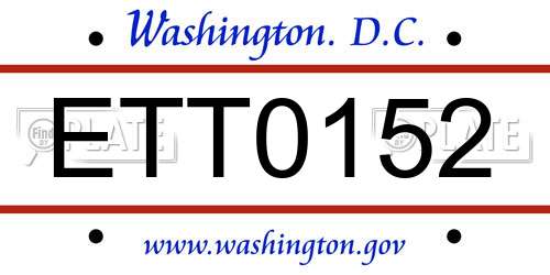 ETT0152 District Of Columbia License Plate