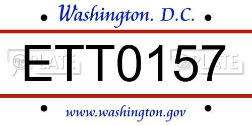 ETT0157 District Of Columbia License Plate