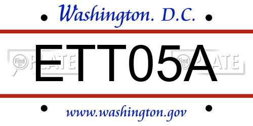 ETT05A District Of Columbia License Plate