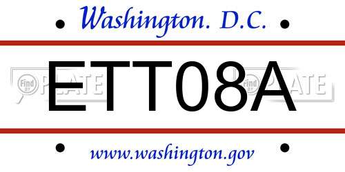 ETT08A District Of Columbia License Plate