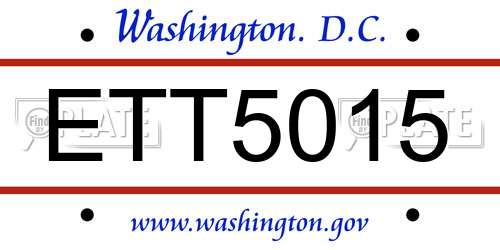 ETT5015 District Of Columbia License Plate