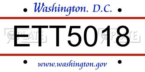 ETT5018 District Of Columbia License Plate