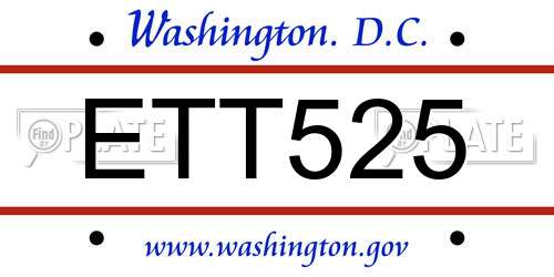 ETT525 District Of Columbia License Plate