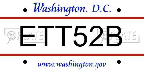 ETT52B District Of Columbia License Plate