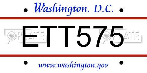 ETT575 District Of Columbia License Plate
