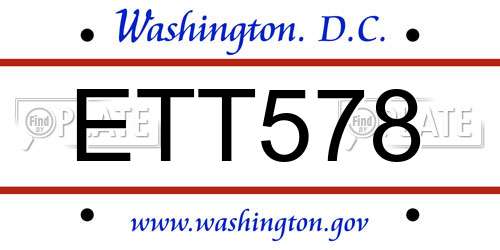 ETT578 District Of Columbia License Plate