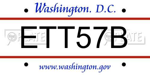 ETT57B District Of Columbia License Plate