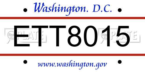 ETT8015 District Of Columbia License Plate