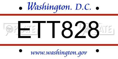 ETT828 District Of Columbia License Plate