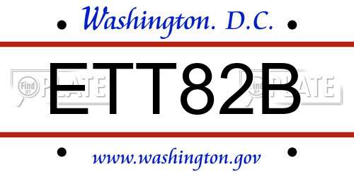 ETT82B District Of Columbia License Plate