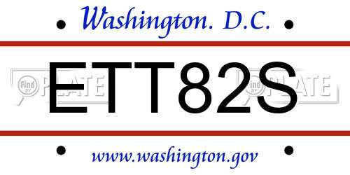 ETT82S District Of Columbia License Plate