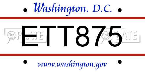 ETT875 District Of Columbia License Plate
