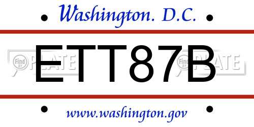 ETT87B District Of Columbia License Plate