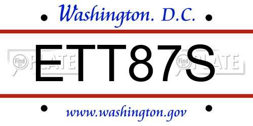 ETT87S District Of Columbia License Plate