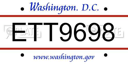 ETT9698 District Of Columbia License Plate