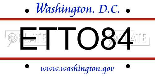ETTO84 District Of Columbia License Plate