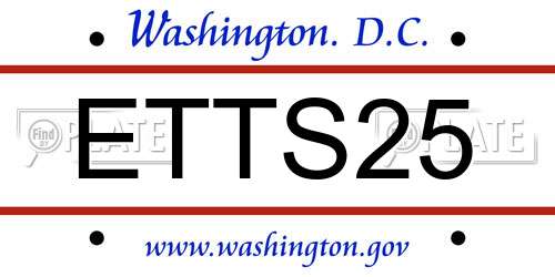 ETTS25 District Of Columbia License Plate