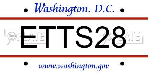 ETTS28 District Of Columbia License Plate