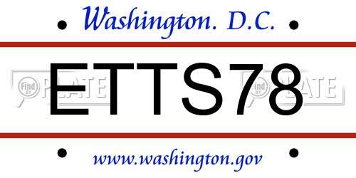 ETTS78 District Of Columbia License Plate