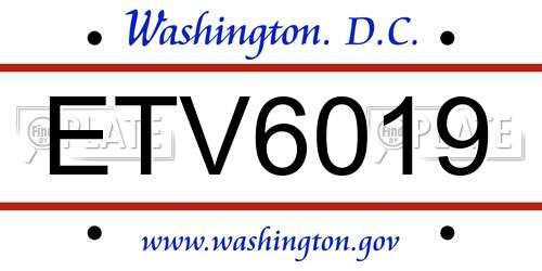 ETV6019 District Of Columbia License Plate