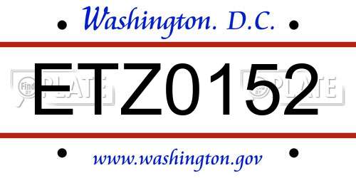 ETZ0152 District Of Columbia License Plate