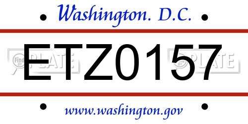 ETZ0157 District Of Columbia License Plate