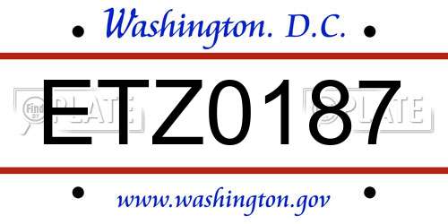 ETZ0187 District Of Columbia License Plate