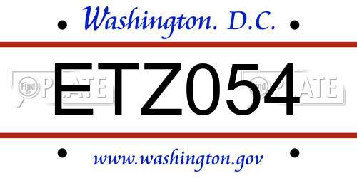 ETZ054 District Of Columbia License Plate