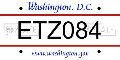ETZ084 District Of Columbia License Plate