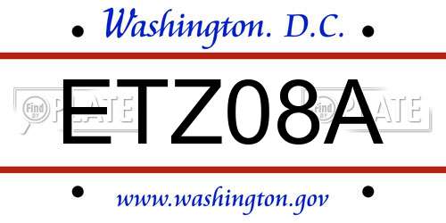 ETZ08A District Of Columbia License Plate