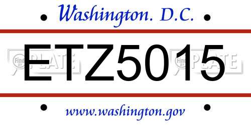 ETZ5015 District Of Columbia License Plate