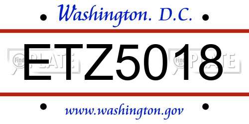 ETZ5018 District Of Columbia License Plate