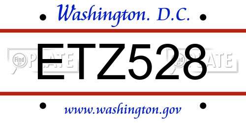 ETZ528 District Of Columbia License Plate