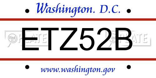 ETZ52B District Of Columbia License Plate
