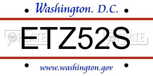 ETZ52S District Of Columbia License Plate